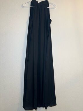 Ann Taylor Black High-Neck Maxi Dress Pockets SMALL